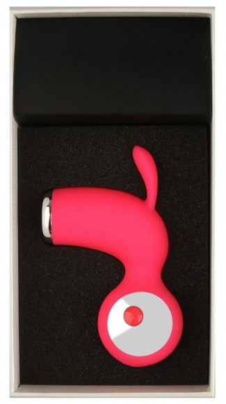 Красный вибростимулятор с ушками