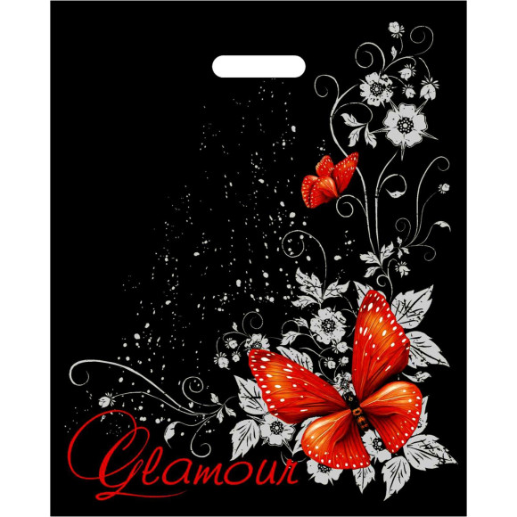 Черный пакет Glamour с вырубной ручкой (38х47 см)