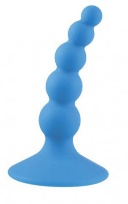 Голубой анальный стимулятор с шариками - 10 см.