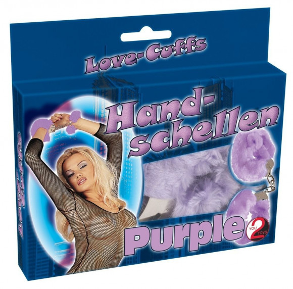Фиолетовые меховые наручники Love Cuffs
