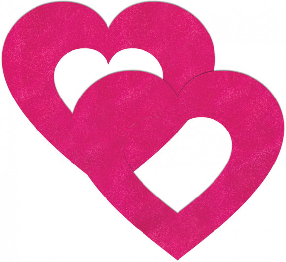 Розовые пестисы на грудь в форме сердечек