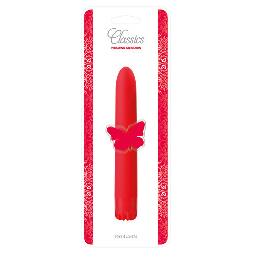 Красный классический вибратор CLASSIC VIBE RED MEDIUM - 18 см.