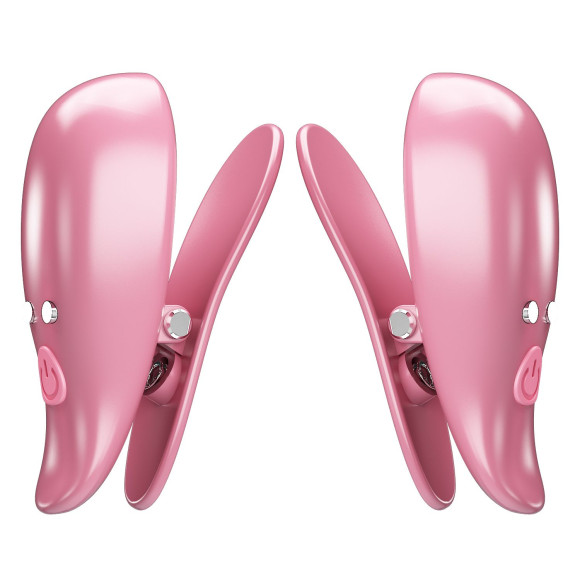 Розовые вибромассажеры для сосков с пультом ДУ Cayley