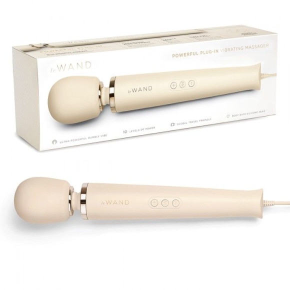 Кремовый проводной вибромассажер Le Wand Cream с 10 скоростями