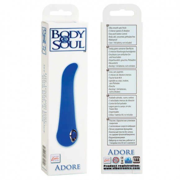 Синий вибратор Body&Soul Adore