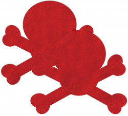 Красные пестис на грудь в форме черепов