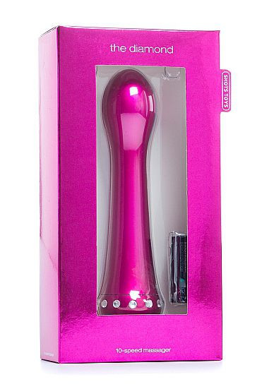 Вибратор с кристаллами The Diamond Pink - 16,5 см.