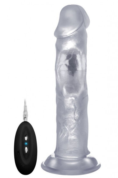 Прозрачный вибратор-реалистик Vibrating Realistic Cock 9  - 23,5 см.