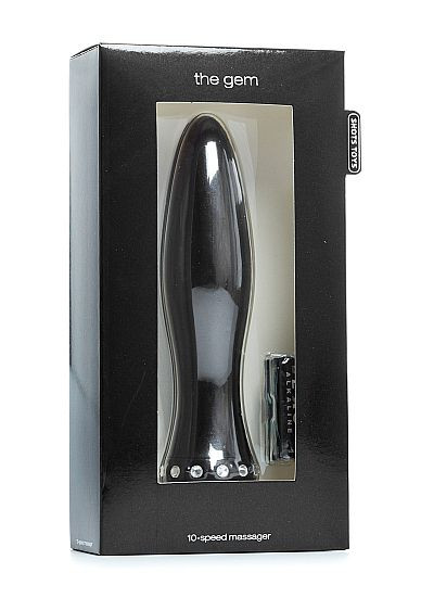Черный вибратор-торпеда с кристалликами The Gem Black - 16,6 см.