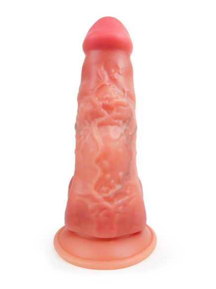 Телесный вибратор-реалистик с пультом ДУ - 25 см.