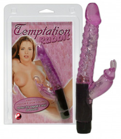 Тонкий фиолетовый вибратор Temptation Rabbit - 15 см.