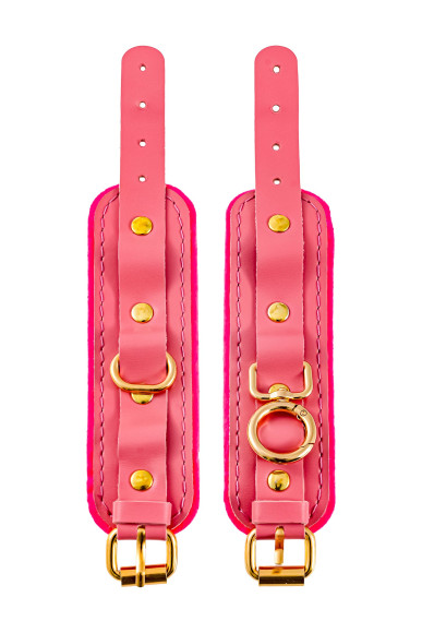 Розовые двуслойные кожаные оковы
