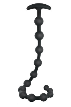 Черная анальная цепочка Ribbed Silicone Anal Beads - 48,3 см.