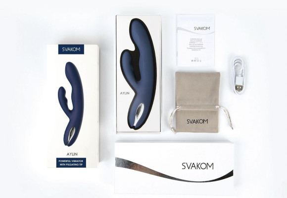 Синий вибратор-кролик Aylin с пульсирующей головкой - 21,5 см.