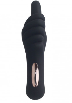 Чёрный вибромассажёр Thumb-up Teaser в форме руки - 16 см.