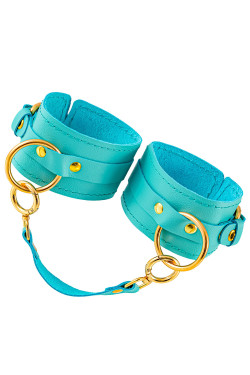 Голубые однослойные кожаные оковы