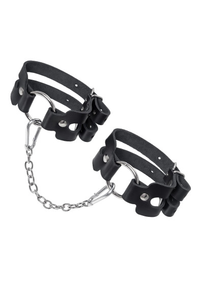 Черные кожаные оковы из двух ремешков