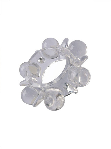 Прозрачное эрекционное кольцо с шариками и шипами