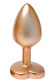 Золотистая анальная пробка с прозрачным кристаллом-сердцем Pearl Gold Plug Small
