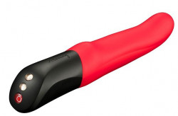 Красный вибромассажер SIRIUS с 10 режимами вибрации - 23,7 см.