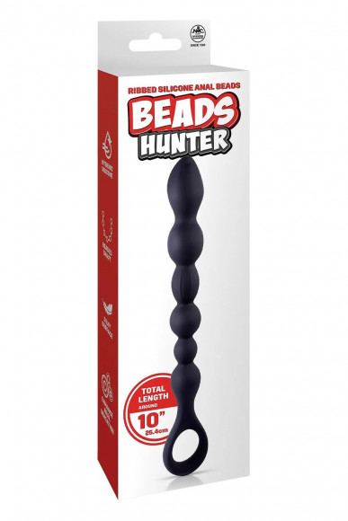 Черная анальная цепочка Beads Hunter - 25,4 см.