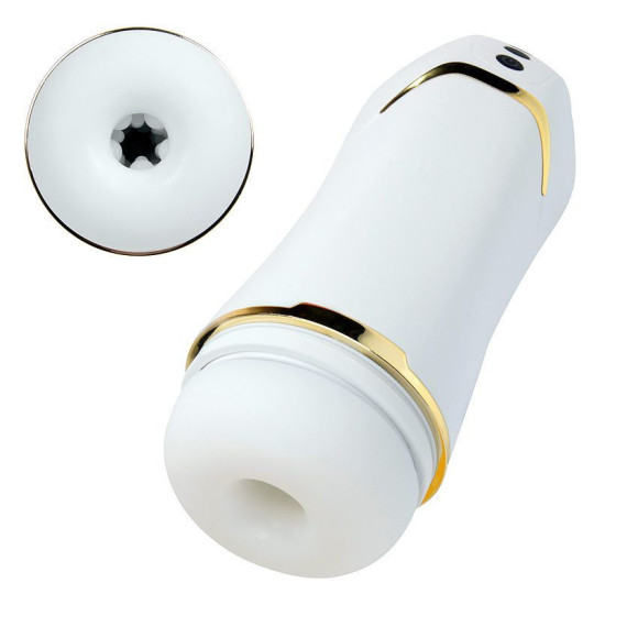 Белый вибромастурбатор Hero с режимом вакуума