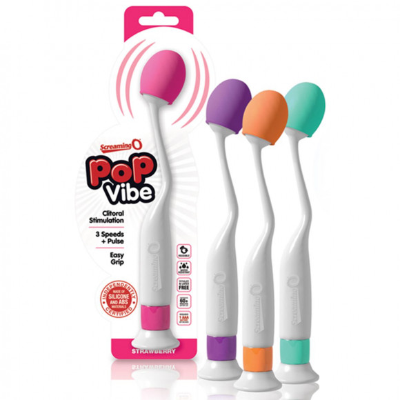 Изогнутый вибростимулятор с розовой виброголовкой