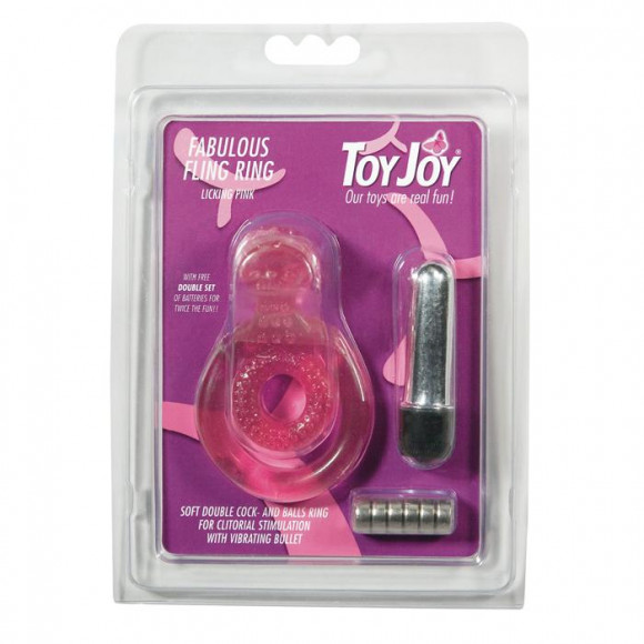 Розовое виброкольцо на пенис со стимулятором клитора FABULOUS FLING 