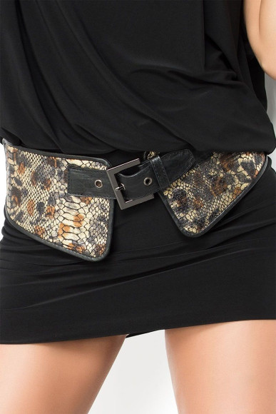 Широкий пояс со змеиным тиснением Широкий пояс со змеиным тиснением