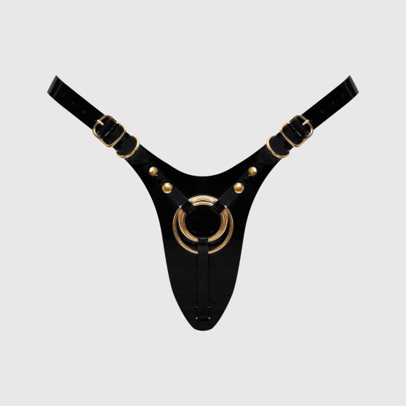 Черный пояс для фиксации насадок Strap-On-Me Leatherette Harness Fabulous