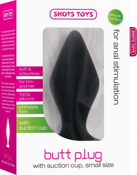 Чёрная малая анальная пробка Butt Plug with Suction Cup Small
