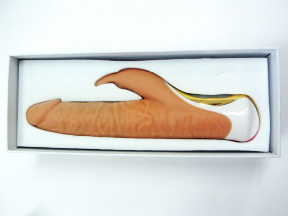 Вибромассажер-ротатор реалистик с  клиторальным стимулятором - 23,5 см.