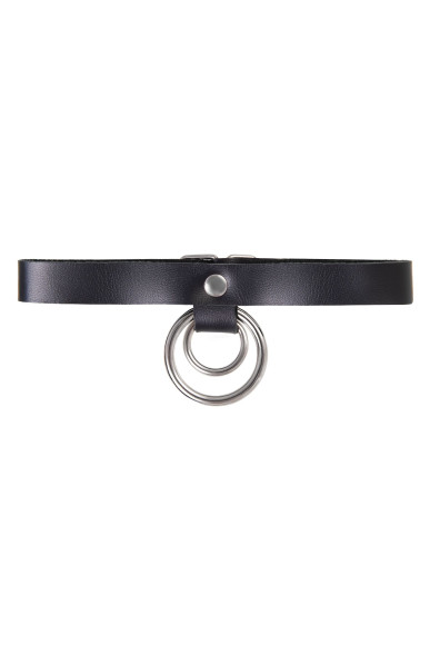 Черный чокер-ошейник с кольцом в кольце