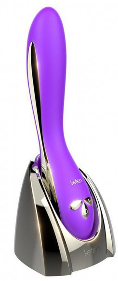 Фиолетовый вибромассажер Alisa с подогревом - 22 см.