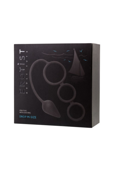 Тройное эрекционное кольцо с анальным хвостом Drop M-size Тройное эрекционное кольцо с анальным хвостом Drop M-size