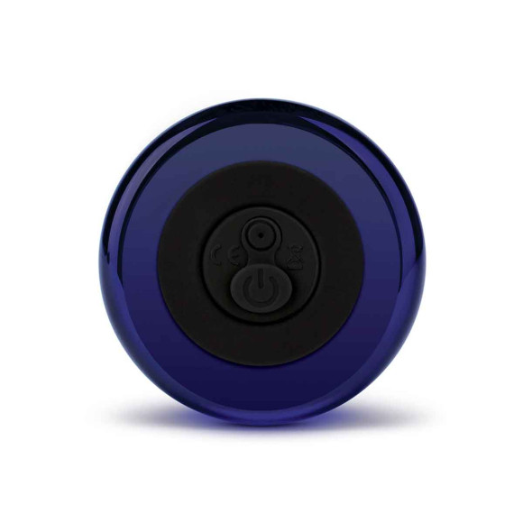 Синий стеклянный анальный стимулятор на дистанционном управлении Beaded Buttplug