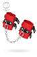 Красно-черные мягкие наручники с двумя ремешками с люверсами