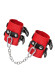 Красно-черные мягкие наручники с двумя ремешками с люверсами