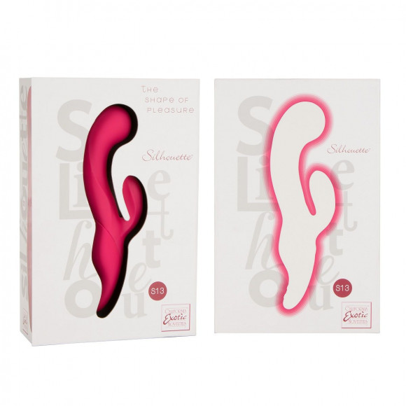 Красный вибромассажер Silhouette S13 с клиторальным стимулятором - 19,8 см.