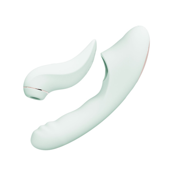 Мятный вибратор-кролик из 2 частей Fatima - 19 см.